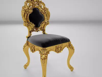001golden ornamental chair render ready vray  3D model