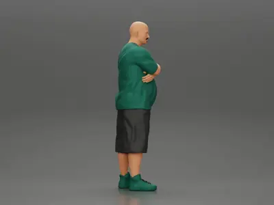 Fat Gangster standing and folding one s arms 3D print model