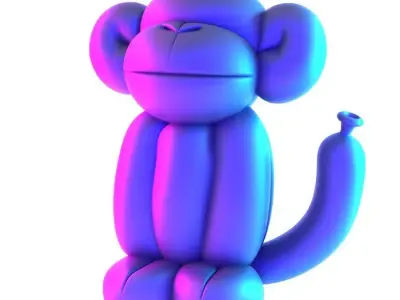 Orange Chimp Monkey Ape Balloon Decoration Props Second Life toy 3D print model