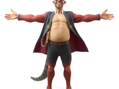 Stylish Anthropomorphic Character Model Pack Low-poly 3D model