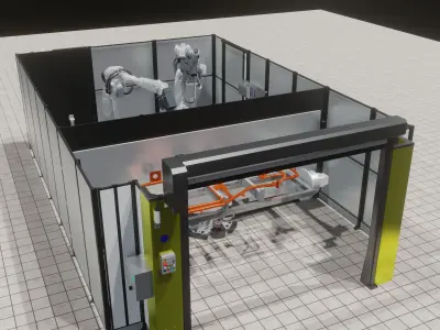 Industrial - FULL Procees 3D Simulation Sport Welding Robot ABB Low-poly 3D model