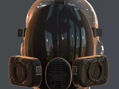Gas mask helmet 3d model scifi Low-poly  Low-poly 3D model