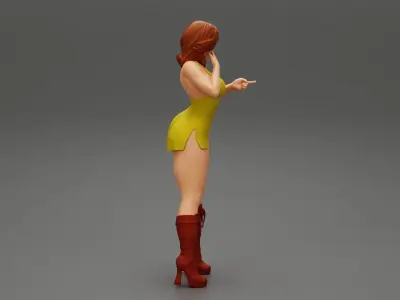 Attractive woman in sexy mini dress and boots 3D print model