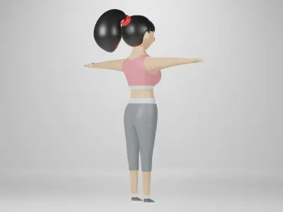Sport Girl Low-poly 3D model