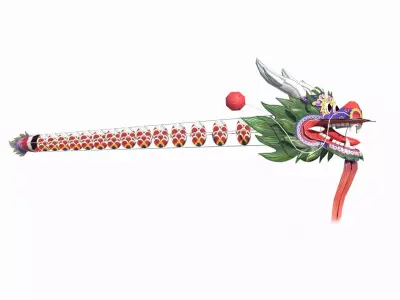 Large Asian dragon kite 3D model