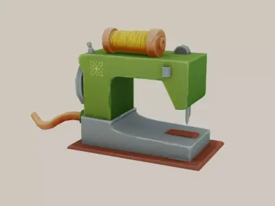 3D Stylized Sewing Machine Free low-poly 3D model
