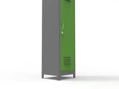 METAL CABINET-SINGLE LONG-GRAY AND GREEN Low-poly 3D model
