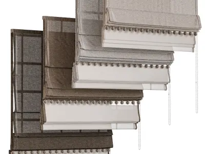 Roman curtain with pom pom 3 3D model