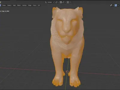 Tiger Base Mesh For games and animation Low-poly 3D model