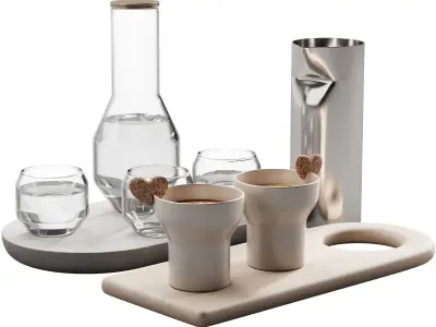 127 eat and drinks decor set 01 coffee and water kit 01 3D model