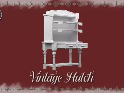 Vintage Hutch Kitchen Dollhouses  Dioramas and Christmas Decor 3D print model
