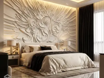 modern panel wall decor set relief stl mural CNC 278 3D model