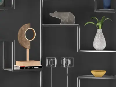 Metal Shelf Decorative Set 3D model
