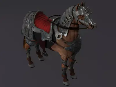 Medieval horse PBR Low-poly 3D model