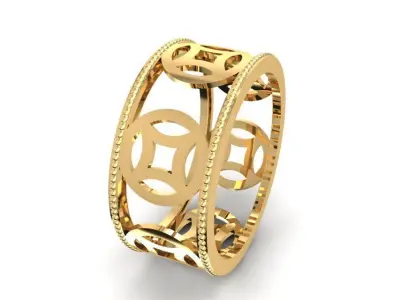 Geometric Hollow Wide Band Ring 2088 3D print model