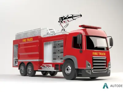 3D model of  rigged Fire Truck cartoon ready to animate 3D model