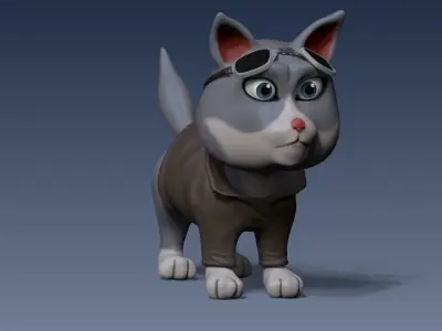 Cartoon cat Low-poly 3D model