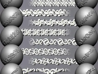 100 Seamless Trim Ornament Brushes 4K Alpha and 3DModels 3D model