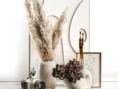 Pampas and hydrangea 3D model