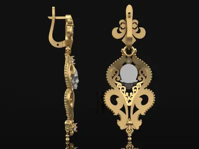 Earrings with skulls and patterns 3D print model