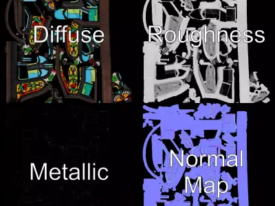 Vibrant Stained Glass Window model pack Low-poly 3D model