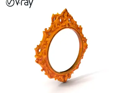 Baroque Ornate Mirror Frame D Model Pack Low-poly 3D model