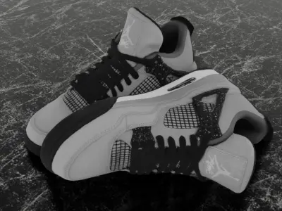 JORDAN 4 RETRO TRAVIS SCOTT 3D SHOES - GREY Low-poly 3D model
