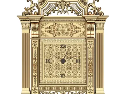 Classic Clock 020 Gold Low-poly 3D model