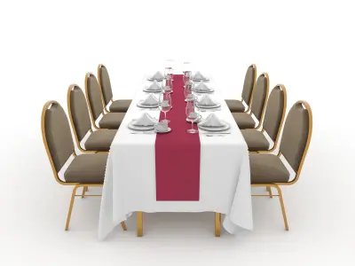 Banquet Table and Chair 89 3D model