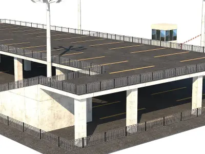 Two-Storey City Parking Lot Low-poly 3D model