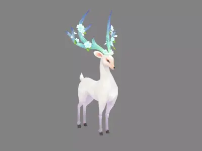 Cartoon White Deer Elf Low-poly 3D model