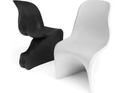 Modern White Black Chairs Casamania 3D model