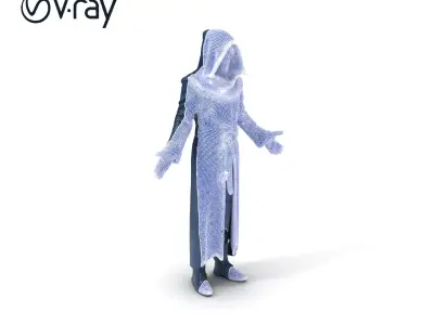 Dark Hooded Phantom D Character Model with PBR Textures Low-poly 3D model