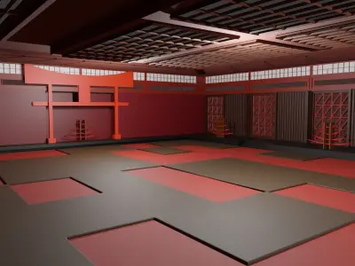 Dojo Fighting Hall Low-poly 3D model