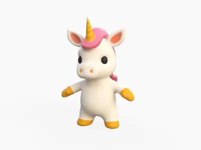 Little animal baby - Unicorn cute - Animated Low-poly 3D model