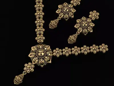 Beautiful Arabic Locket Sets with Chains 3D print model purchase