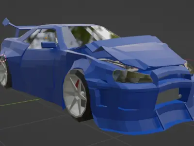 Low Poly Car R34 Custom Functional Damageable Free low-poly 3D model