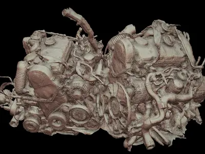engines cars destroyed ground photogrammetry Low-poly 3D model