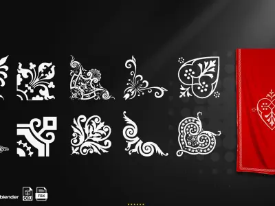 300 Ornamental and linear corner patter Alpha Texture