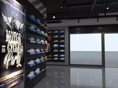 motorcycle supplies shop Low-poly 3D model