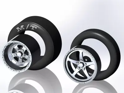 Set wheels KEIZER Full House for scale model of dragster 3D print model