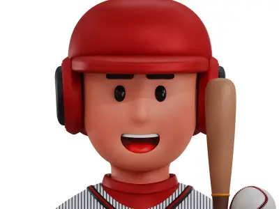 Baseball Player Avatar 3D Icon Low-poly 3D model