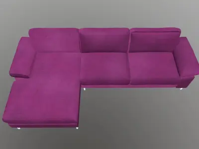 L Shape 5 Seater Velvet Luxury Sofa 3D model