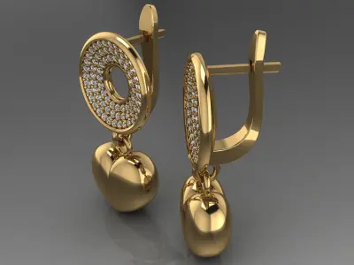 Heart earrings 3D print model