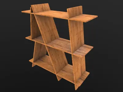 Book Shelf AR VR PBR  Lowpoly with game ready 3d Model Low-poly 3D model