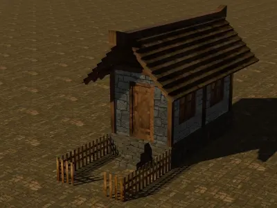 Medieval House Free low-poly 3D model 6