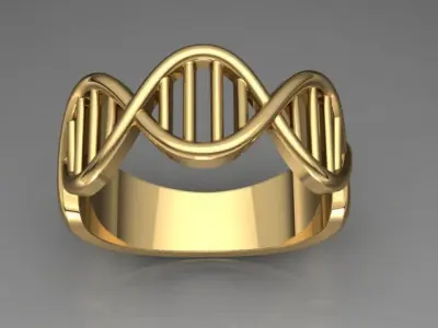 DNA ADN Gold Ring 3D print model