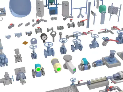 Industrial valve electric motor Low-poly 3D model