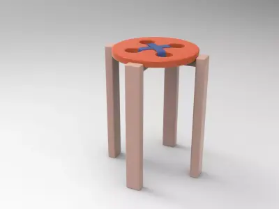 Hutton Stool Low-poly 3D model