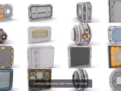 Luminous Spaceship Wall Panels 3D Model Collection